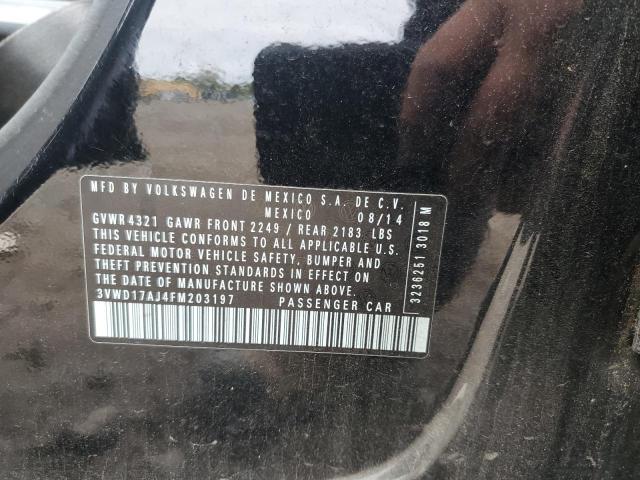 3VWD17AJ4FM203197 - 2015 VOLKSWAGEN JETTA SE შავი ფოტო 12