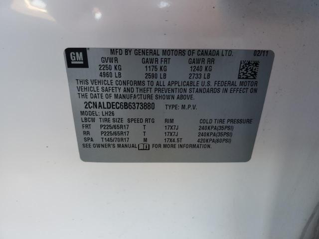 2CNALDEC6B6373880 - 2011 CHEVROLET EQUINOX LT WHITE photo 14