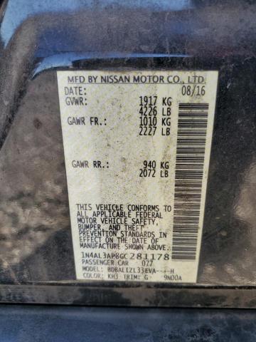 1N4AL3AP8GC281178 - 2016 NISSAN ALTIMA 2.5 黑色 照片 12