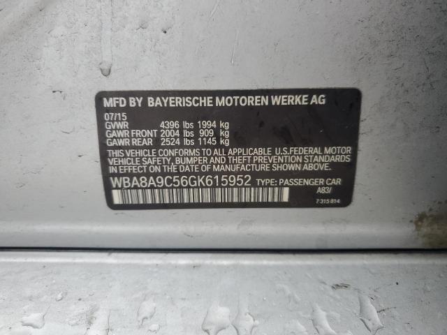 WBA8A9C56GK615952 - 2016 BMW 320 I SILVER photo 12