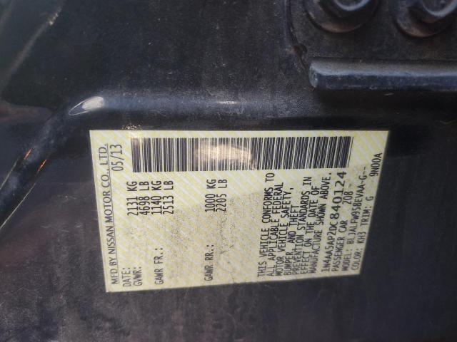 1N4AA5AP2DC840124 - 2013 NISSAN MAXIMA S BLACK photo 12