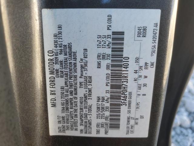 3FA6P0H73JR114010 - 2018 FORD FUSION SE 灰色 照片 12