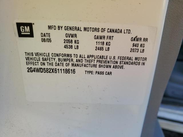 2G4WD582X61118616 - 2006 BUICK LACROSSE CXL WHITE photo 12