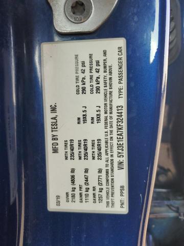 5YJ3E1EA7KF324413 - 2019 TESLA MODEL 3 Niebieski zdjęcie 12