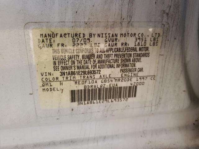 3N1AB61E29L693572 - 2009 NISSAN SENTRA 2.0 WHITE photo 12