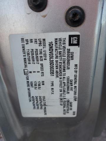 1GNDV03L35D302351 - 2005 CHEVROLET UPLANDER TAN photo 13