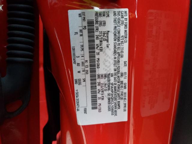 1FAHP3H25CL108855 - 2012 FORD FOCUS SEL RED photo 12