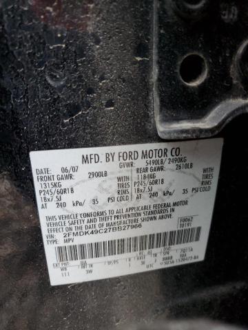 2FMDK49C27BB27966 - 2007 FORD EDGE SEL PLUS BLACK photo 12