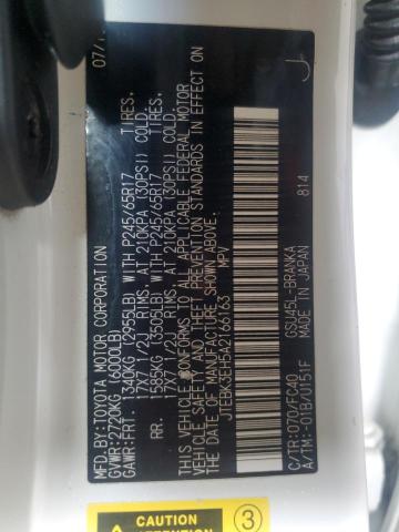 JTEBK3EH5A2166163 - 2010 TOYOTA HIGHLANDER WHITE photo 13