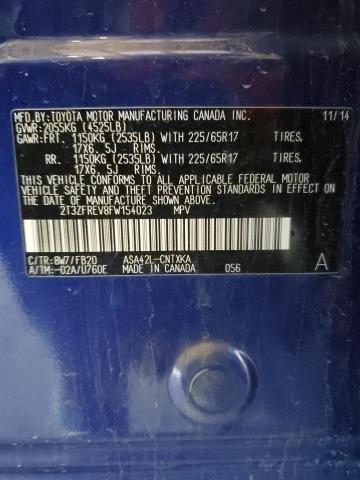 2T3ZFREV8FW154023 - 2015 TOYOTA RAV4 LE Mavi foto 12