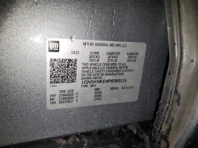 1GNSKNKD4PR365116 - 2023 CHEVROLET TAHOE K1500 LT GRAY photo 14