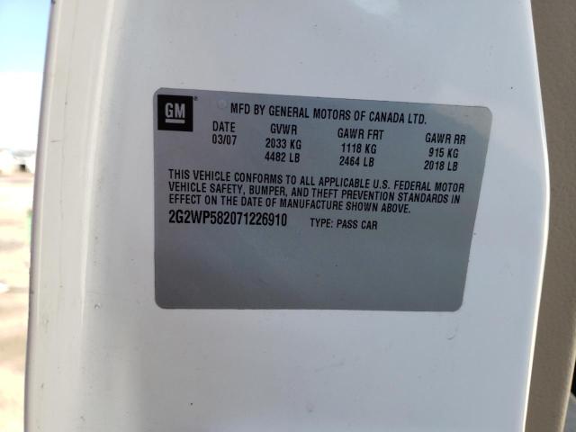 2G2WP582071226910 - 2007 PONTIAC GRAND PRIX 白色 照片 12