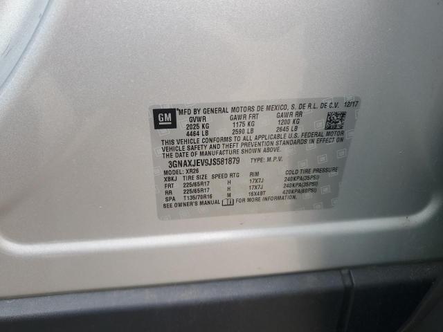 3GNAXJEV9JS581879 - 2018 CHEVROLET EQUINOX LT Күміс фото 13