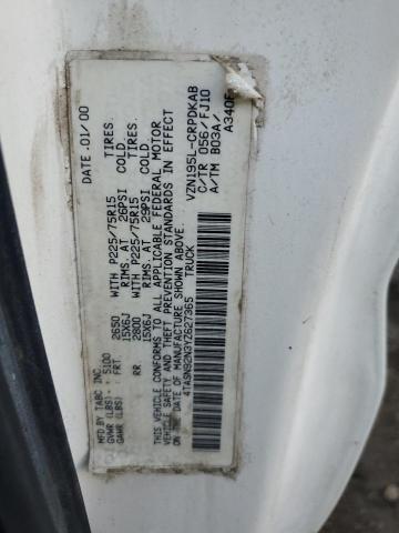 4TASN92N3YZ627365 - 2000 TOYOTA TACOMA XTRACAB PRERUNNER Սպիտակ լուսանկար 12