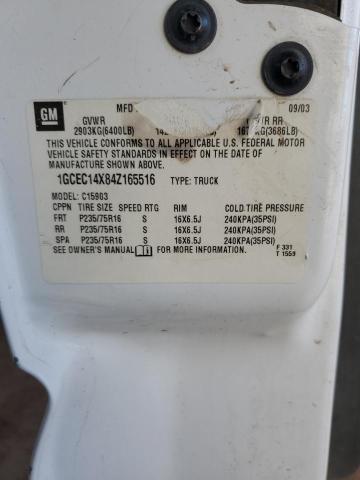 1GCEC14X84Z165516 - 2004 CHEVROLET SILVERADO C1500 Beyaz fotoğraf 12