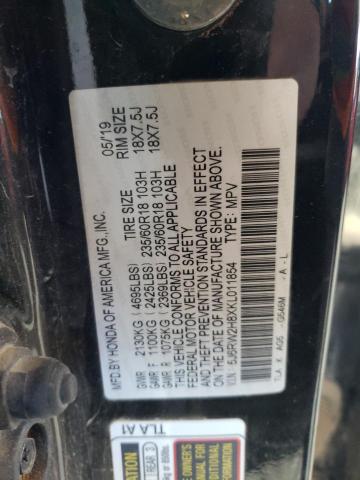 5J6RW2H8XKL011854 - 2019 HONDA CR-V EXL Siyah fotoğraf 13