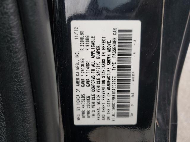 1HGCT2B81DA002022 - 2013 HONDA ACCORD EXL Черный фото 12