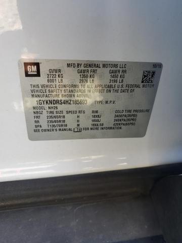 1GYKNDRS4HZ185693 - 2017 CADILLAC XT5 LUXURY WHITE photo 12