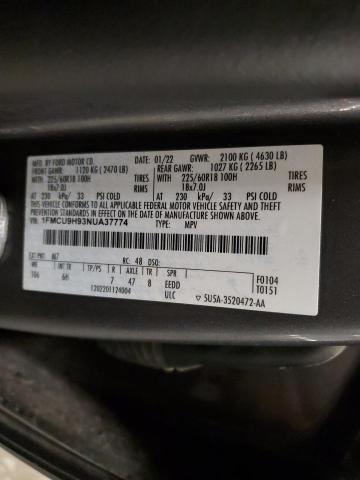 1FMCU9H93NUA37774 - 2022 FORD ESCAPE SEL GRAY photo 13