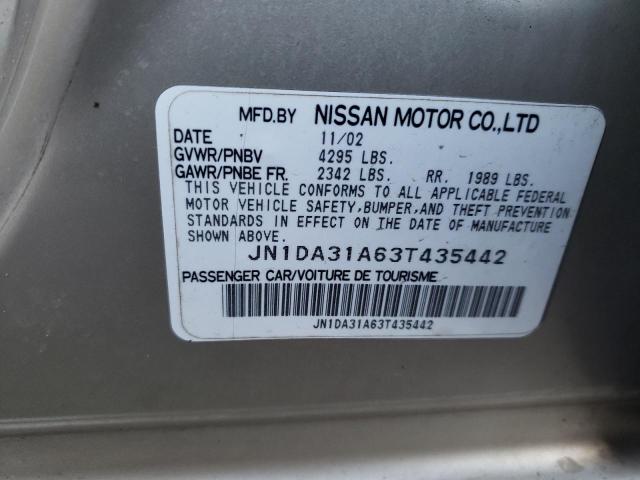 JN1DA31A63T435442 - 2003 NISSAN MAXIMA GLE GOLD photo 12