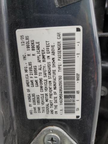 1HGCM56496A056760 - 2006 HONDA ACCORD LX GRAY photo 12