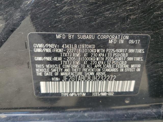 JF2GTABC8JH232272 - 2018 SUBARU CROSSTREK PREMIUM Negro foto 13