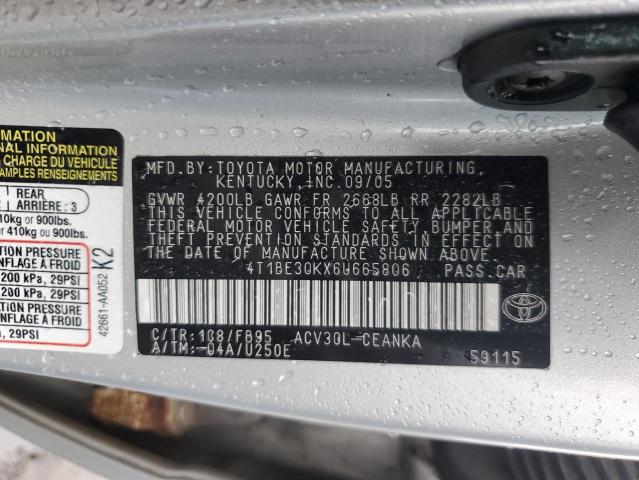 4T1BE30KX6U665806 - 2006 TOYOTA CAMRY LE SILVER photo 12