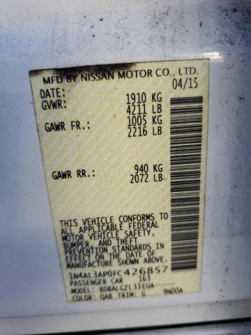 1N4AL3AP0FC426857 - 2015 NISSAN ALTIMA 2.5 白色 照片 12