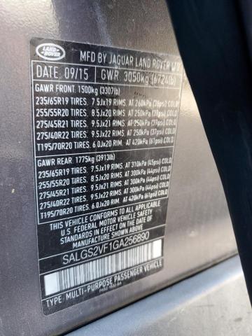 SALGS2VF1GA256890 - 2016 LAND ROVER RANGE ROVE HSE GRAY photo 13