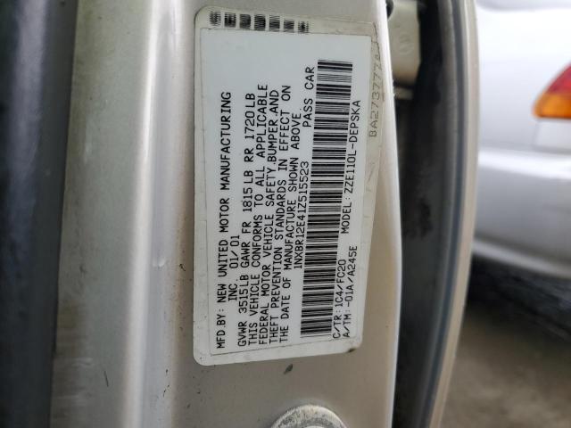 1NXBR12E41Z515523 - 2001 TOYOTA COROLLA CE SILVER photo 12