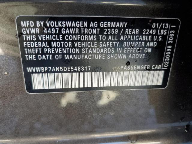 WVWBP7AN5DE548317 - 2013 VOLKSWAGEN CC SPORT GRAY photo 13