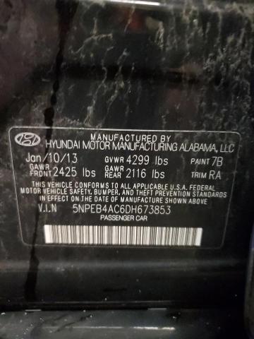 5NPEB4AC6DH673853 - 2013 HYUNDAI SONATA GLS BLACK photo 12