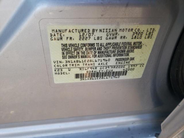 3N1AB61E28L671960 - 2008 NISSAN SENTRA 2.0 SILVER photo 12