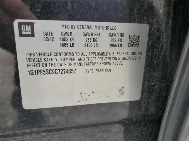 1G1PF5SC9C7274657 - 2012 CHEVROLET CRUZE LT Siyah fotoğraf 12