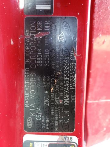 KNAFX4A61F5333056 - 2015 KIA FORTE LX RED photo 12