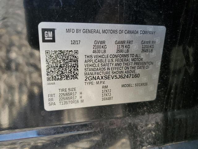 2GNAXSEV5J6247160 - 2018 CHEVROLET EQUINOX LT BLACK photo 14
