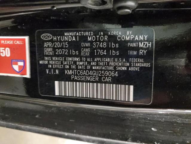 KMHTC6AD4GU259064 - 2016 HYUNDAI VELOSTER BLACK photo 12