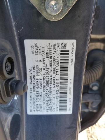 2HGFC2F60LH558117 - 2020 HONDA CIVIC LX GRAY photo 12