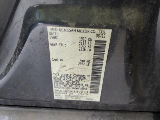 1N4AL3AP3DC137811 - 2013 NISSAN ALTIMA 2.5 GRAY photo 12