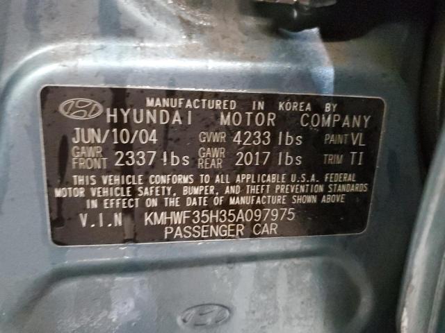 KMHWF35H35A097975 - 2005 HYUNDAI SONATA GLS BLUE photo 12