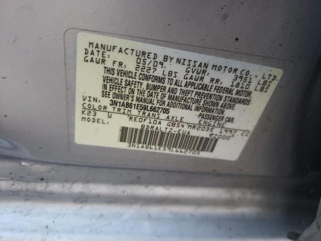 3N1AB61E59L662705 - 2009 NISSAN SENTRA 2.0 SILVER photo 12