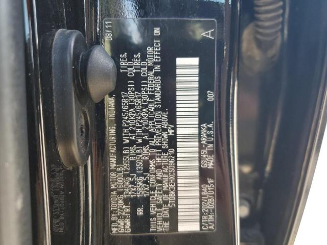 5TDBK3EHXCS096210 - 2012 TOYOTA HIGHLANDER BASE Қара фото 13