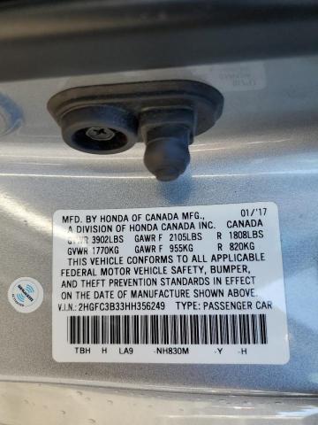 2HGFC3B33HH356249 - 2017 HONDA CIVIC EX SILVER photo 12