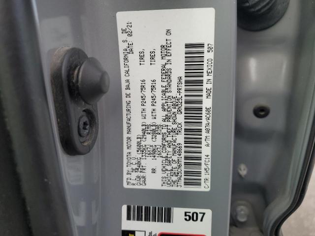 3TMAZ5CN6MM148669 - 2021 TOYOTA TACOMA DOUBLE CAB GRAY photo 12