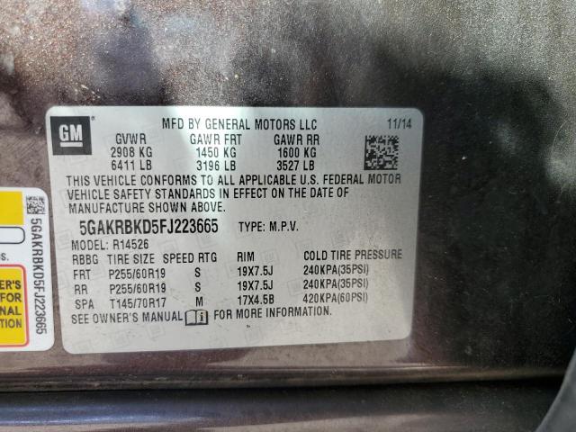 5GAKRBKD5FJ223665 - 2015 BUICK ENCLAVE BURGUNDY photo 13