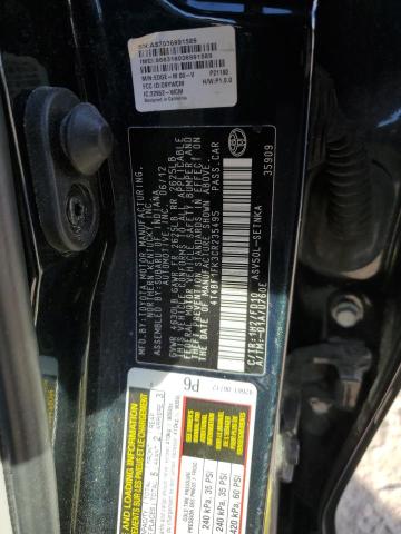 4T4BF1FK3CR235495 - 2012 TOYOTA CAMRY BASE BLACK photo 12