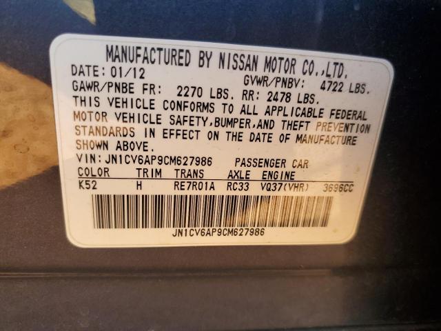 JN1CV6AP9CM627986 - 2012 INFINITI G37 BASE BLUE photo 12