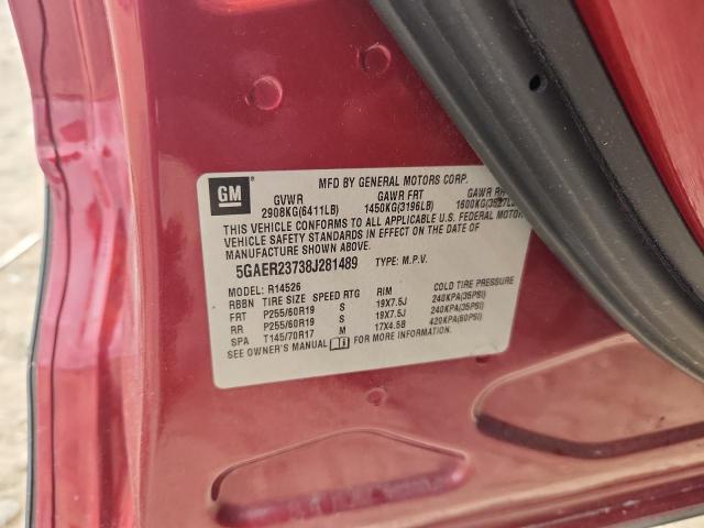 5GAER23738J281489 - 2008 BUICK ENCLAVE CXL MAROON photo 12
