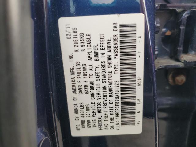 1HGCP2F89BA101229 - 2011 HONDA ACCORD EXL BLUE photo 12