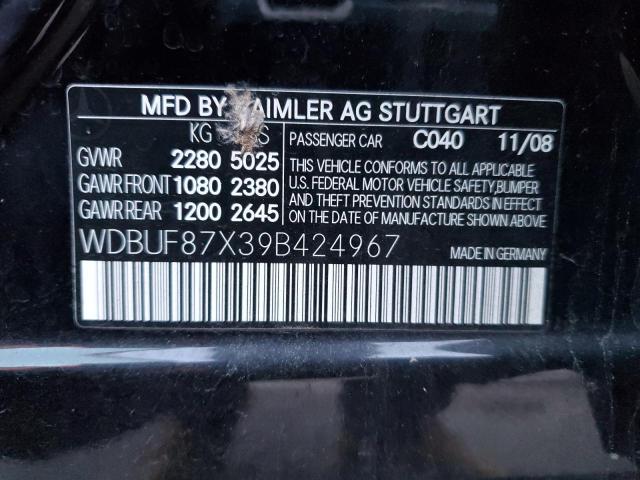 WDBUF87X39B424967 - 2009 MERCEDES-BENZ E 350 4MATIC BLACK photo 12